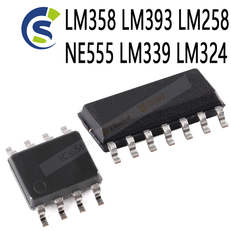 50PCS SOP SMD LM258DR LM358DR LM324DR LM339DR LM393DR NE555DR วงจร LM358 LM393 LM258 NE555 LM339 LM3