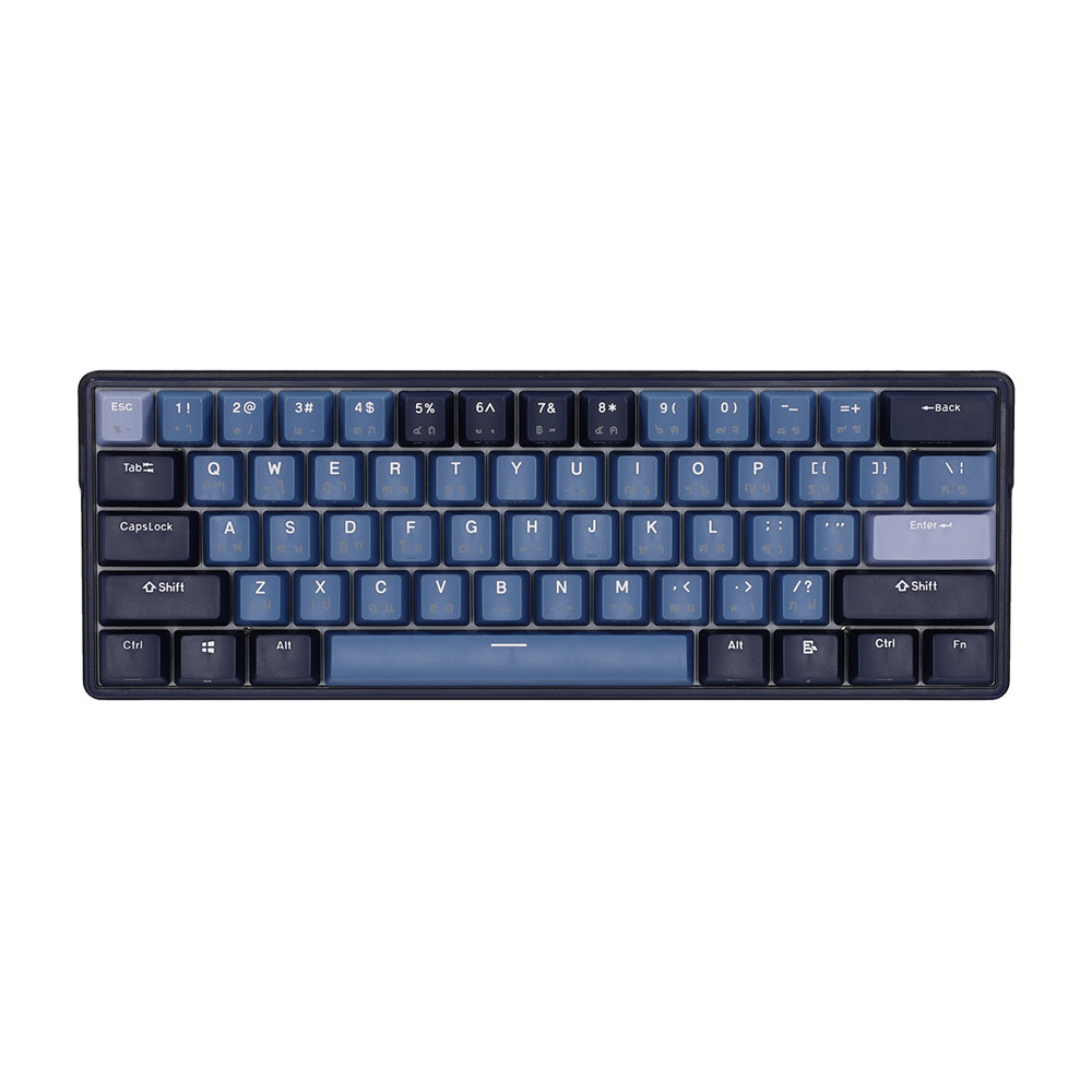 WIRELESS KEYBOARD (คีย์บอร์ดไร้สาย) ROYAL KLUDGE RK61 PLUS (BLACK-BLUE) (RK BROWN SWITCH - RGB LED -
