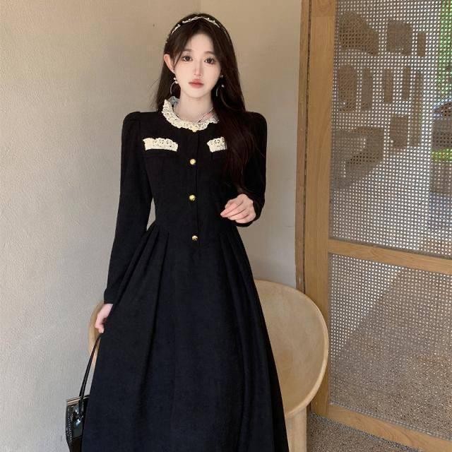 Choice - Dr117 Hepburn Dress Midi Dress สําหรับผู้หญิงสไตล์เกาหลี