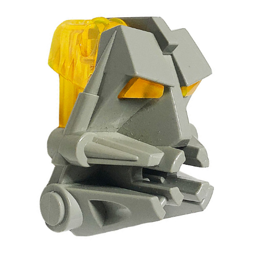 Brick2cube Part - Bionicle Head Connector Block 3 x 4 x 1 2/3 with Trans-Neon Yellow Eye / Brain Sta