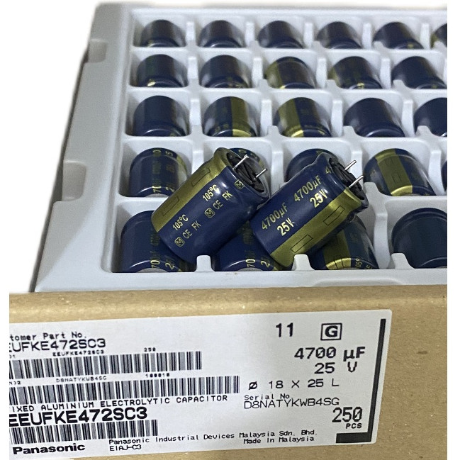 1PCS 4700UF 25V ญี่ปุ่น Panasonic Fever Capacitor 25V4700UF 18 * 25 FK ความถี่สูงความต้านทานต่ําสั้น