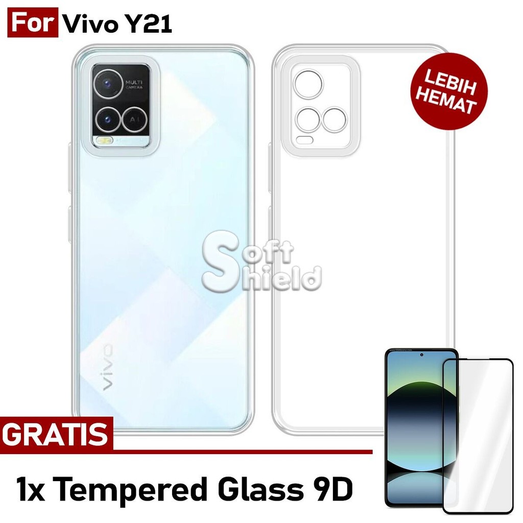 เคส Vivo Y21 Premium SoftShield พร้อมซิลิโคนป้องกัน + กระจกนิรภัย 9D ฟรี