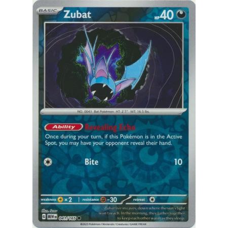 Pokemon Zubat Card - 041/165 - Common Reverse Holo
