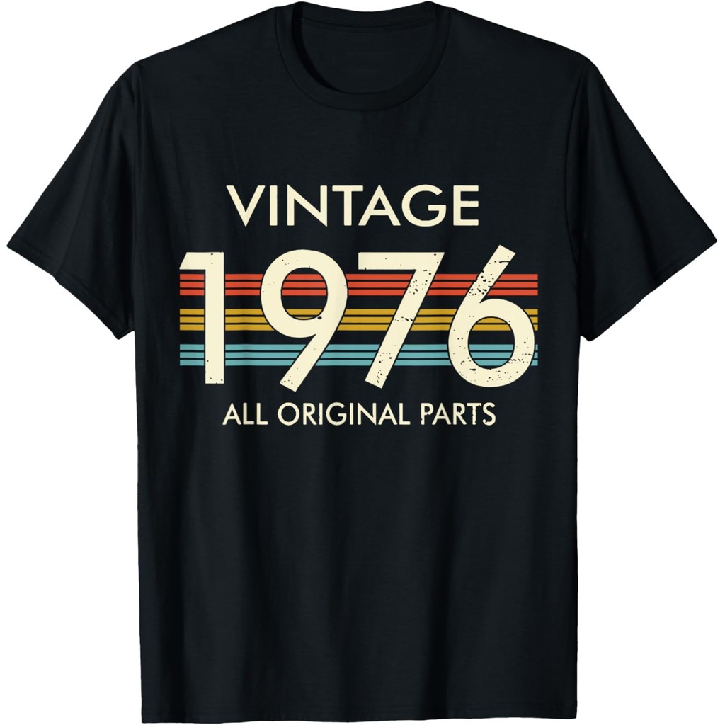 เสื้อยืดผ้าฝ้ายผู้ชาย Vintage 1976 All Parts Was Born In 1976 เสื้อยืด
