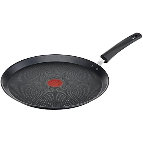 [Direct from JP] T-fal "IH French Pan Unlimited" 28cm Shallow Crepe Pan for Pancakes, Induction and Gas Compatible, Free of PFOA and Other Harmful Substances, Long-Lasting Non-Stick, Black, E52039