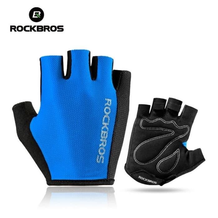 Choice - Rockbros Gloves Half Finger Original Blue Cycling Gloves