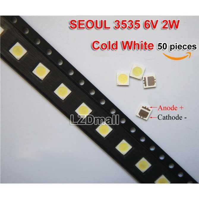 50pcs SEOUL SMD LED 3535 6V 2W สีขาวเย็น High Power สําหรับ LED LCD TV Backlight Strip ซ่อม SBWVL2S0