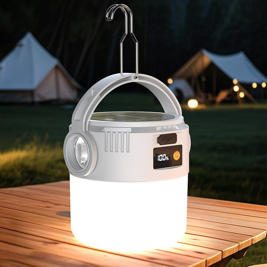 ALO- กลางแจ้งพลังงานแสงอาทิตย์แขวนโคมไฟ USB ชาร์จ IP55 กันน้ํา Ultra Bright Camping Light พร้อมตะขอเดินป่าเต็นท์แขวนโคมไฟฉุกเฉิน