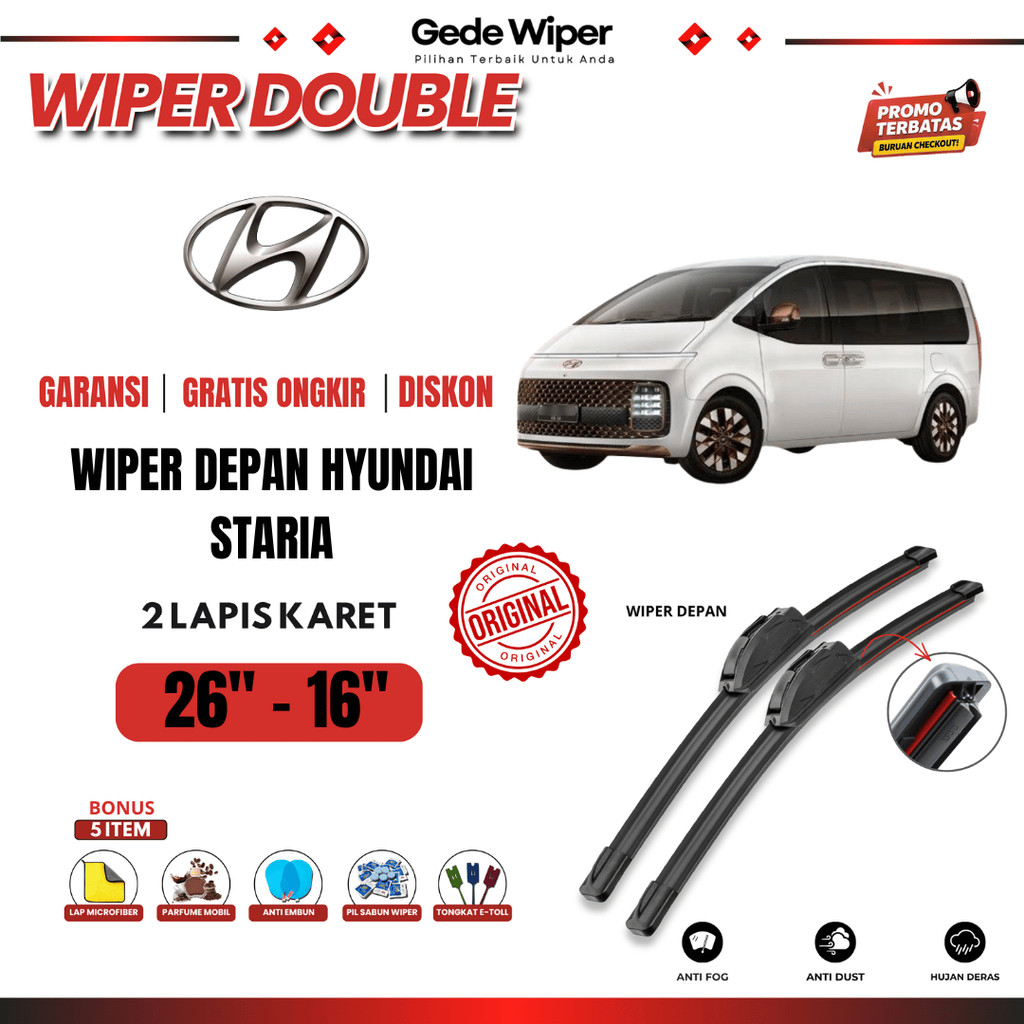 ที่ปัดน้ําฝนกระจกรถยนต์ Hyundai Staria Dual ฟรี 5 โบนัส