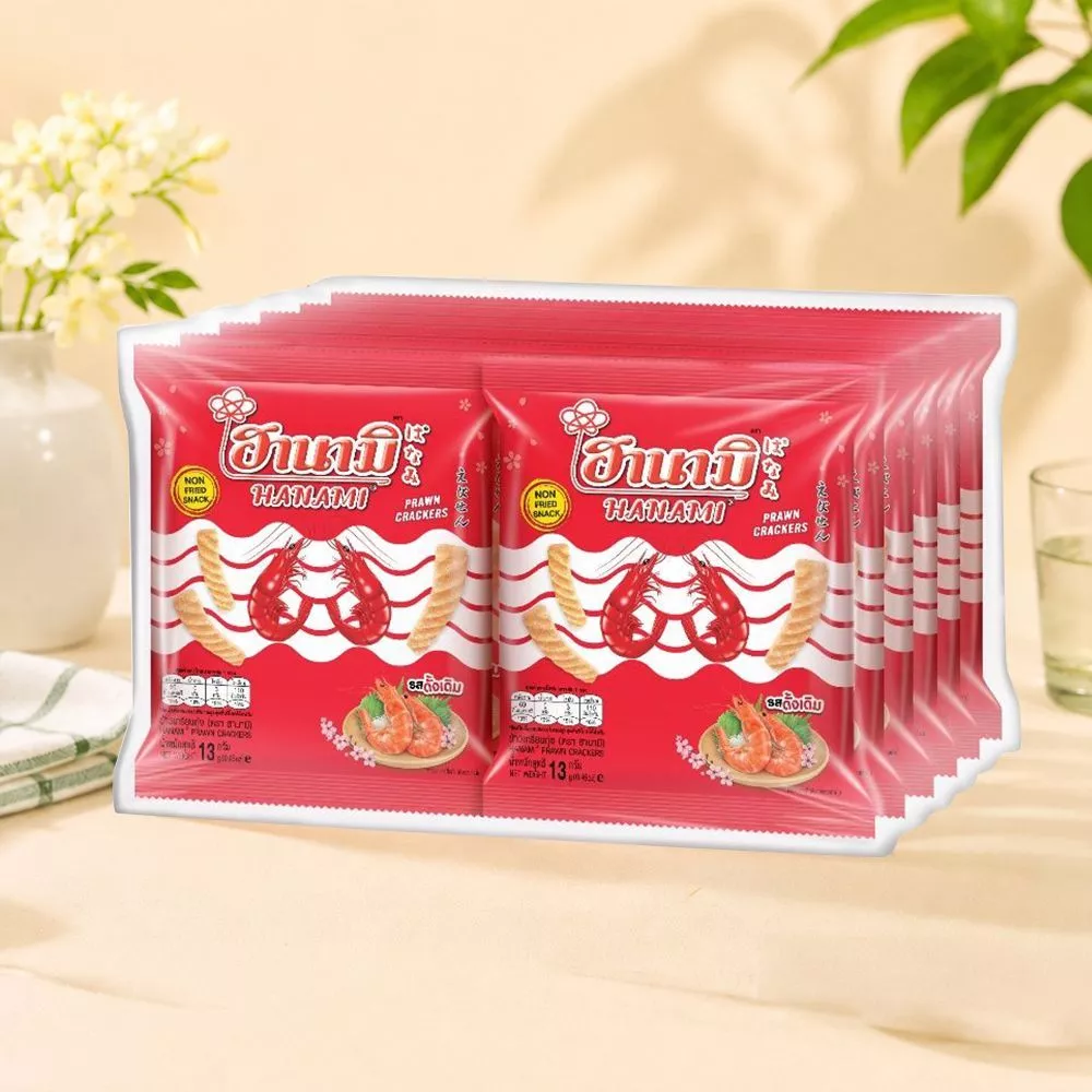 [สินค้าส่งด่วน] ฮานามิข้าวเกรียบกุ้ง 13ก. แพ็ค12