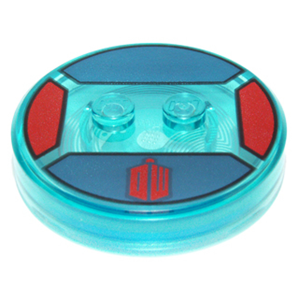 Brick2cube Part - Dimensions Toy Tag 4 x 4 x 2/3 with 2 Studs and Trans-Light Blue Bottom with Styli