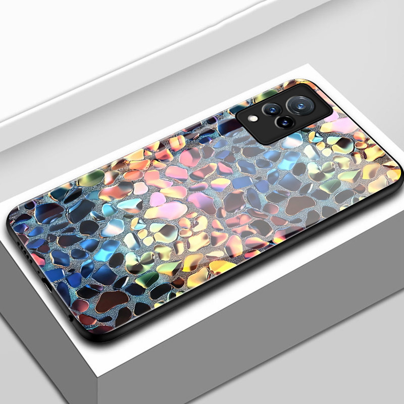 เคสสำหรับ VIVO V21 5G V21s 5G V21 4G V21E 4G Y73 เคสโทรศัพท์มีสีสันอัญมณีเปลือกแก้วกันกระแทก