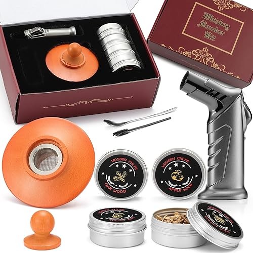 [Direct from JP] Wooden Whiskey Smoker Kit with Torch, 4 Types of Wood Chips, Whiskey Smoker, Whiske
