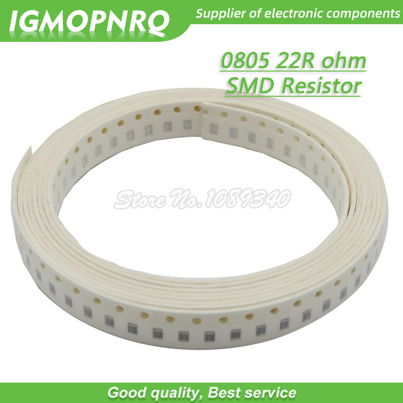 300 ชิ้น 08805 ตัวต้านทาน SMD 22 โอห์มตัวต้านทานชิป 1/8W 22R โอห์ม 0805 22R
