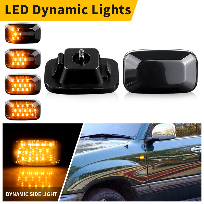 2PCS รถ Fender แบบไดนามิกไหลไฟเลี้ยว - Bright LED Side Marker ไฟ DRL สําหรับ Toyota HILUX 4X4 LN167 