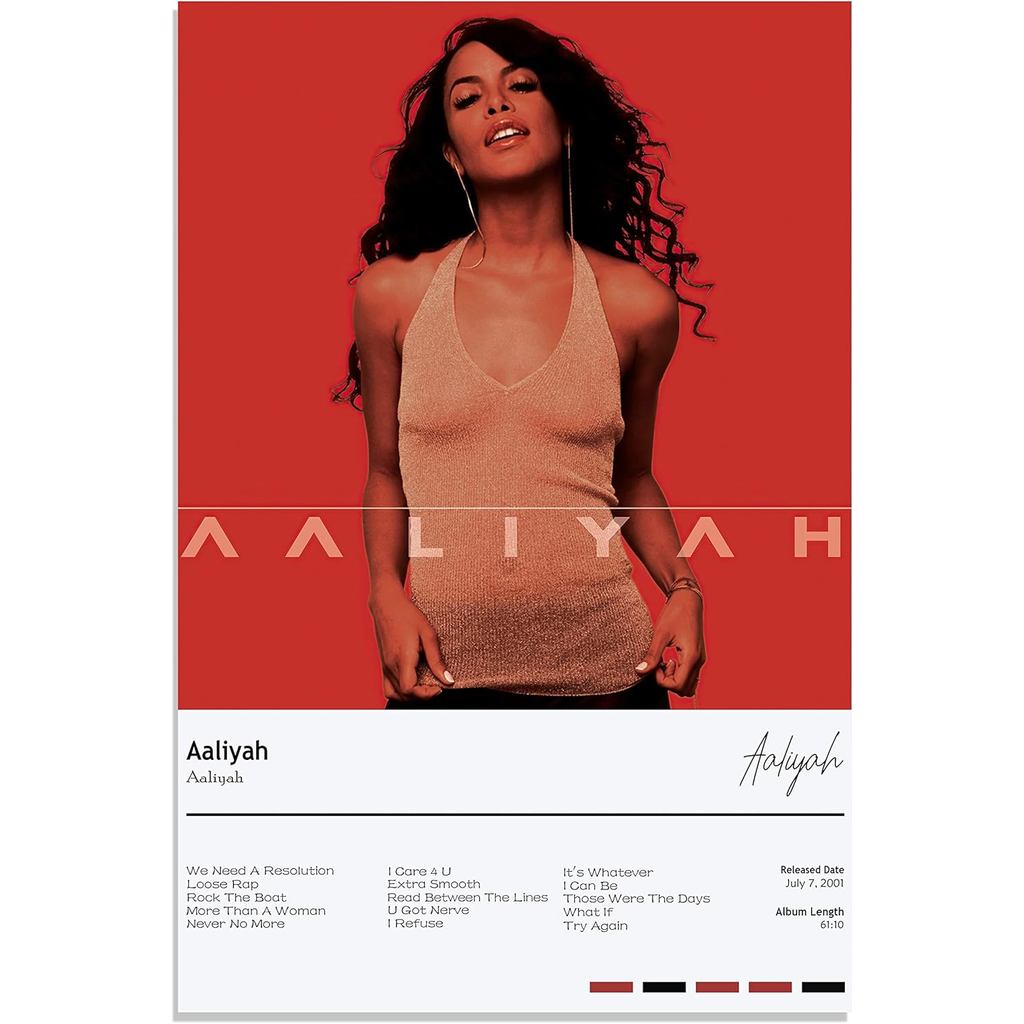 KGARB Aaliyah โปสเตอร์ Aaliyah เพลงอัลบั้มโปสเตอร์ผ้าใบ Wall Art สําหรับห้องนอน Office Room Decor ขอ