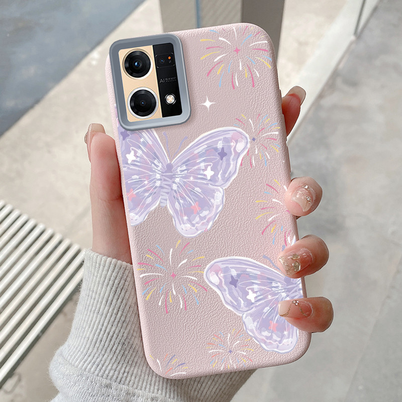 ปลอก Hp สําหรับ OPPO Reno 7 4G Reno 8 4G F21 Pro F21s Pro Case Casing Butterfly Pattern Kesing HP Cs
