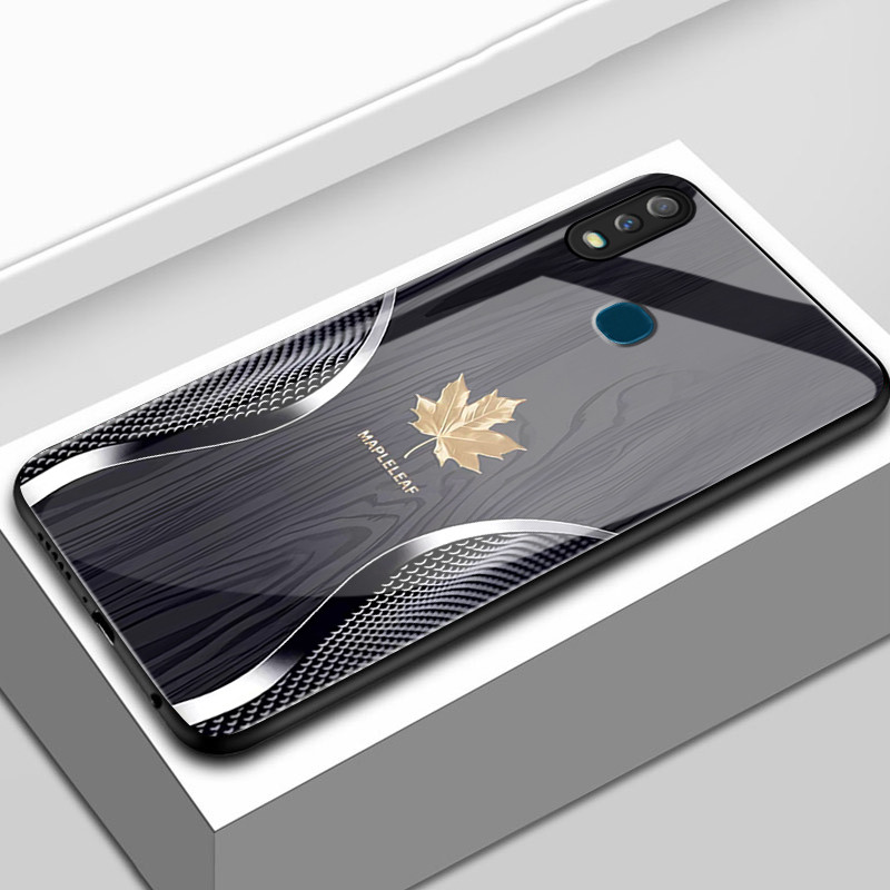 เคสสำหรับ VIVO Y11 2019 Y3 2019 เคสโทรศัพท์ใบเมเปิ้ลนำโชคเปลือกแก้วกันกระแทก