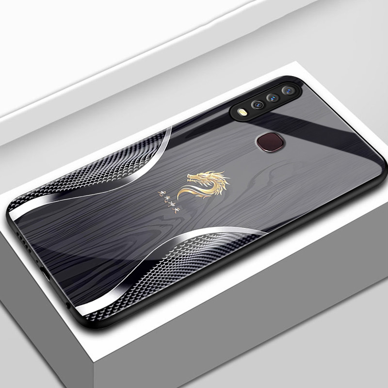 เคสสำหรับ VIVO Y12 Y15 Y17 Y12i Y3 Y3s 2020 เคสโทรศัพท์มังกรเปลือกแก้วกันกระแทก