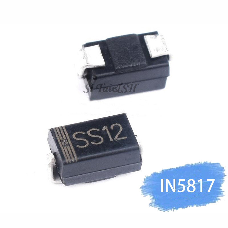 100pcs SMA 1N5817 smd 1A 20V do-214ac IN5817 Schottky ไดโอด SS12