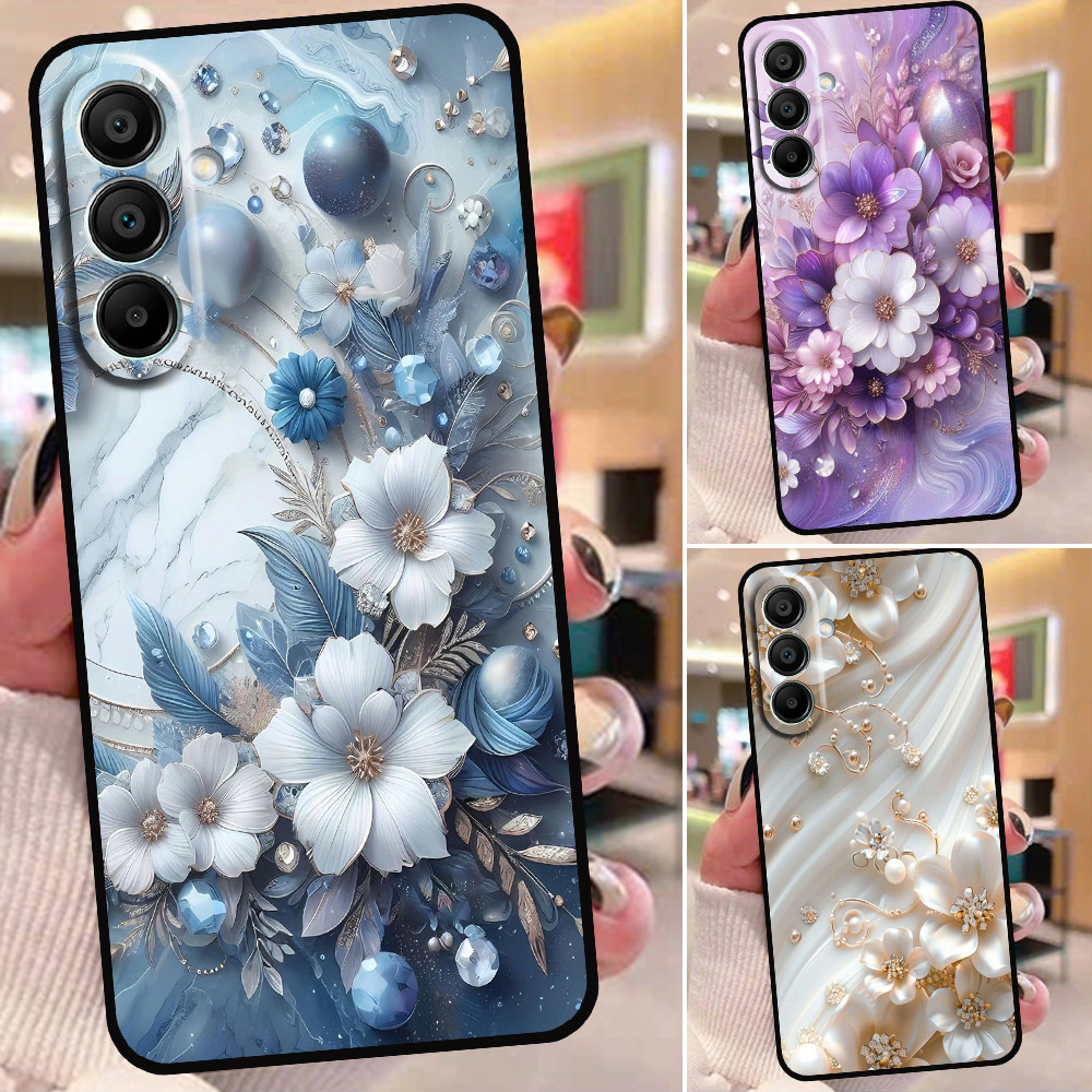 เคส Samsung A15 4G 5G / A25 / A35 / A55 พิมพ์ลายดอกไม้หรูหรา