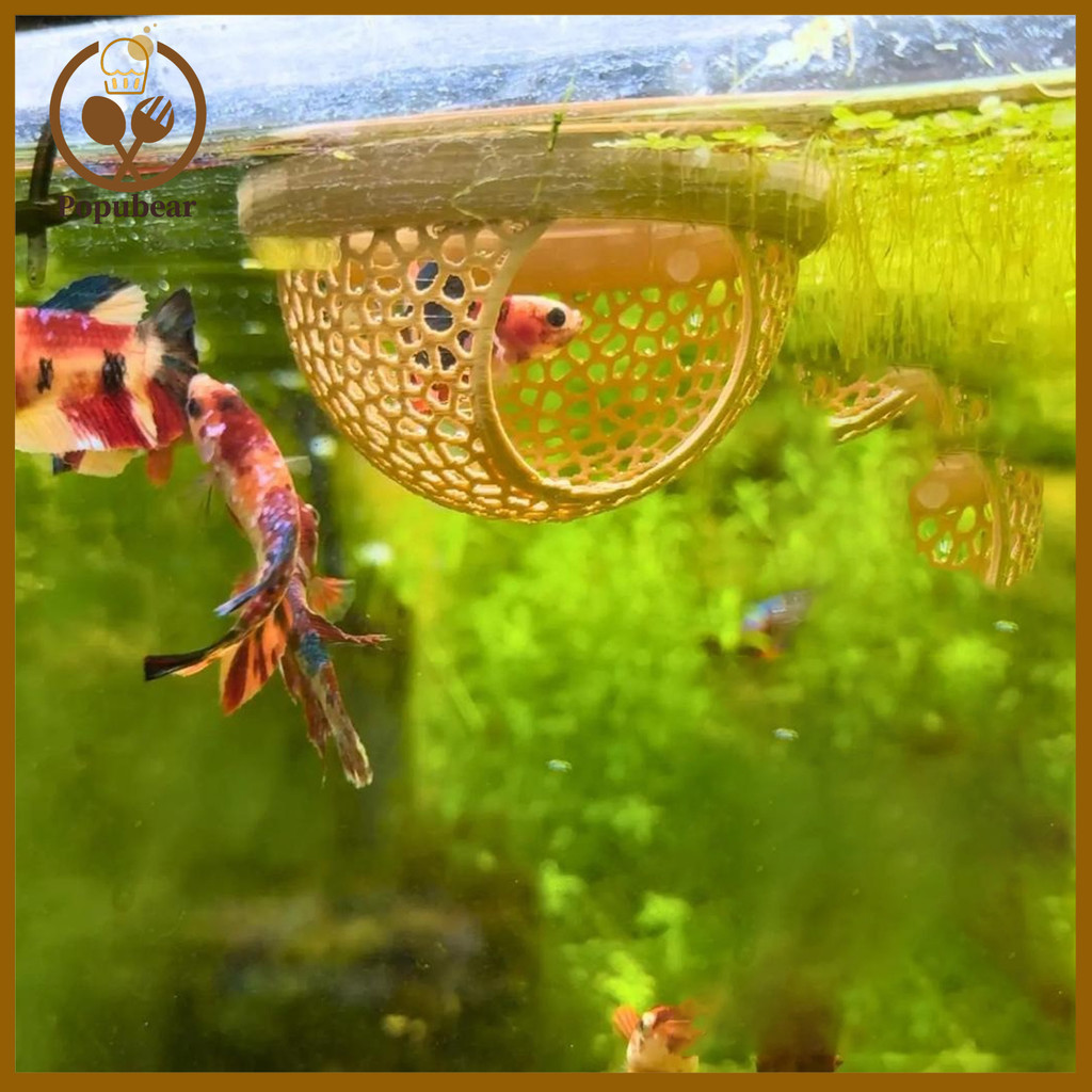 PLAY- Betta Fish Hideout 3D พิมพ์ลอย Betta Cave Aquarium Hammock กุ้ง Feeder แหวนให้อาหารปลาสําหรับ 