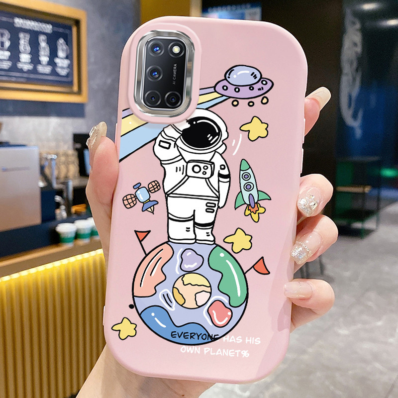 เคสสำหรับ OPPO A52 A72 A92 A74 A95 F19 F19s เคสโทรศัพท์มนุษย์อวกาศกันกระแทกกลมและอ้วน