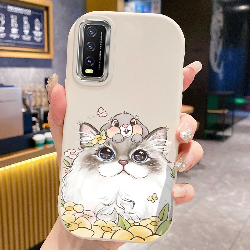 เคสสำหรับ VIVO Y20 Y20i Y20s Y20S G Y20S D Y20S M Y12A Y11s Y30G เคสโทรศัพท์แมวน่ารักกับหนูกันกระแทกกลมและอ้วน