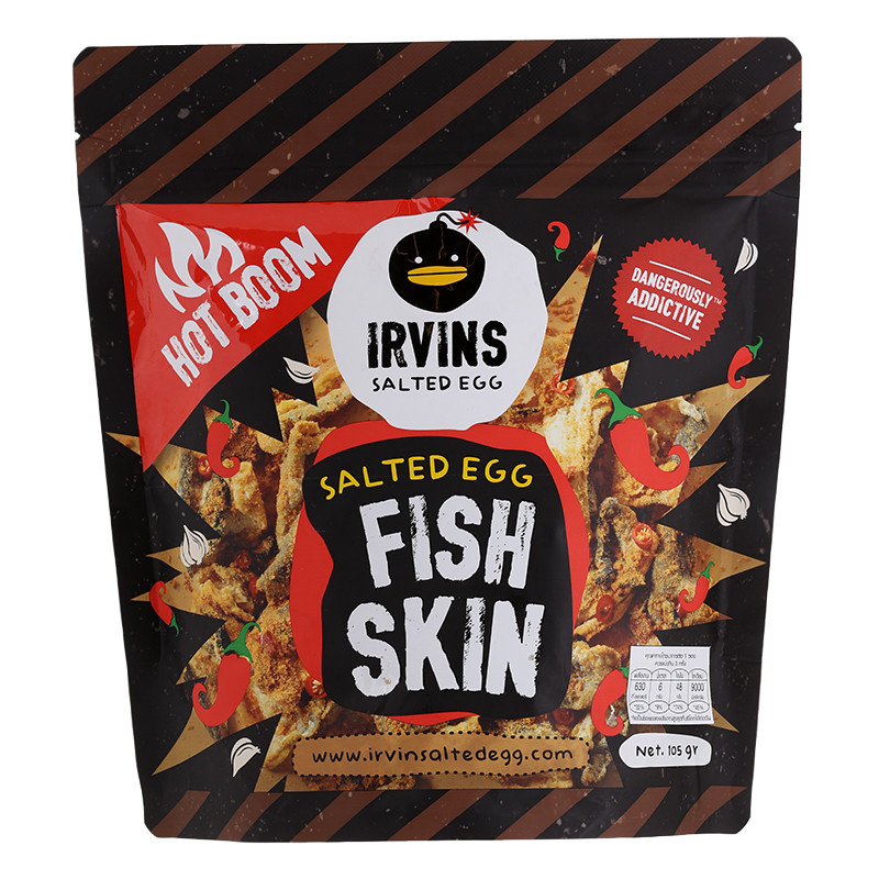 IRVINS เออวินส์หนังปลาทอดกรอบคลือบไข่เค็มรสเผ็ด 95กรัม [8885015022115]