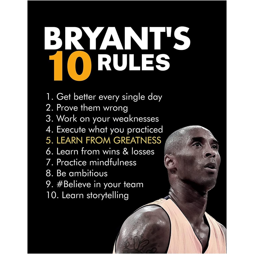 Kobe Bryant Inspirational Poster | ภาพวาดกำแพงสร้างแรงบันดาลใจ ของขวัญสำหรับห้องนอนและที่พักอาศัย