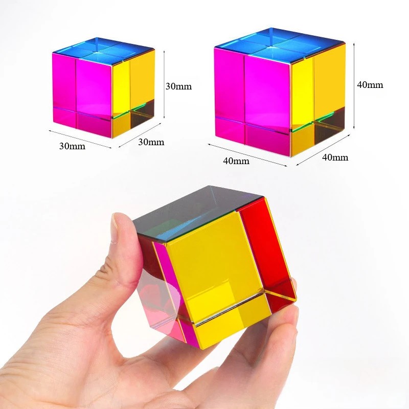 1pcs Magic Prism Cube 30/40 มม.Hexahedral คริสตัล Magic Cmy Cube 3D สี Cube Prism สําหรับการถ่ายภาพ