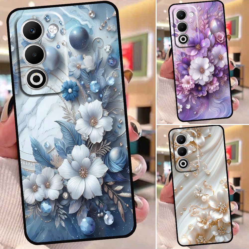 เคส Oppo A5 2025 / A5i / A5i Pro พิมพ์ลายดอกไม้สุดหรู
