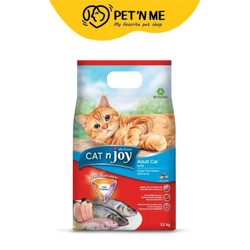 [จัดส่งจากคลัง] CAT N JOY แค็ทเอ็นจอยอาหารแมวโตรสปลาทะเลรวมมิตร 1.2กก. [8859104000483]