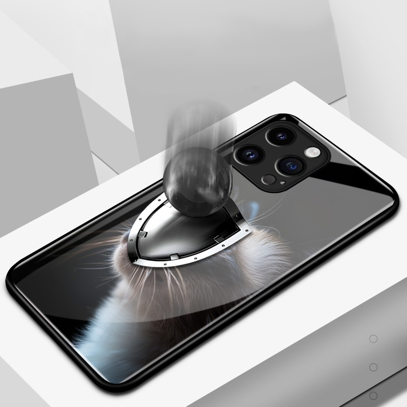 เคสสำหรับ OPPO A79 5G A2 5G เคสโทรศัพท์แก้วเรียบหูฟังลายแมวน่ารัก - รูปที่ 2