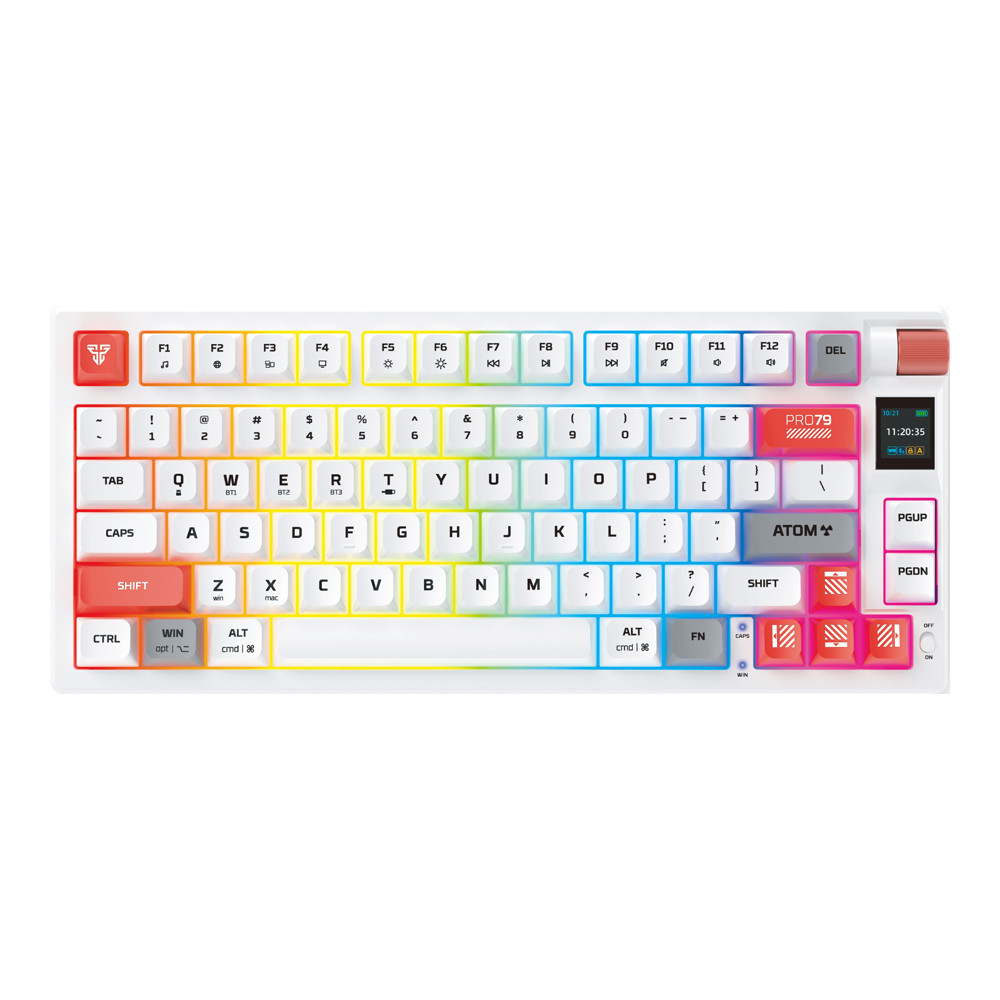 WIRELESS KEYBOARD (คีย์บอร์ดไร้สาย) FANTECH MK917 ATOM PRO79 (WHITE) (RED SWITCH RGB EN/TH) ##