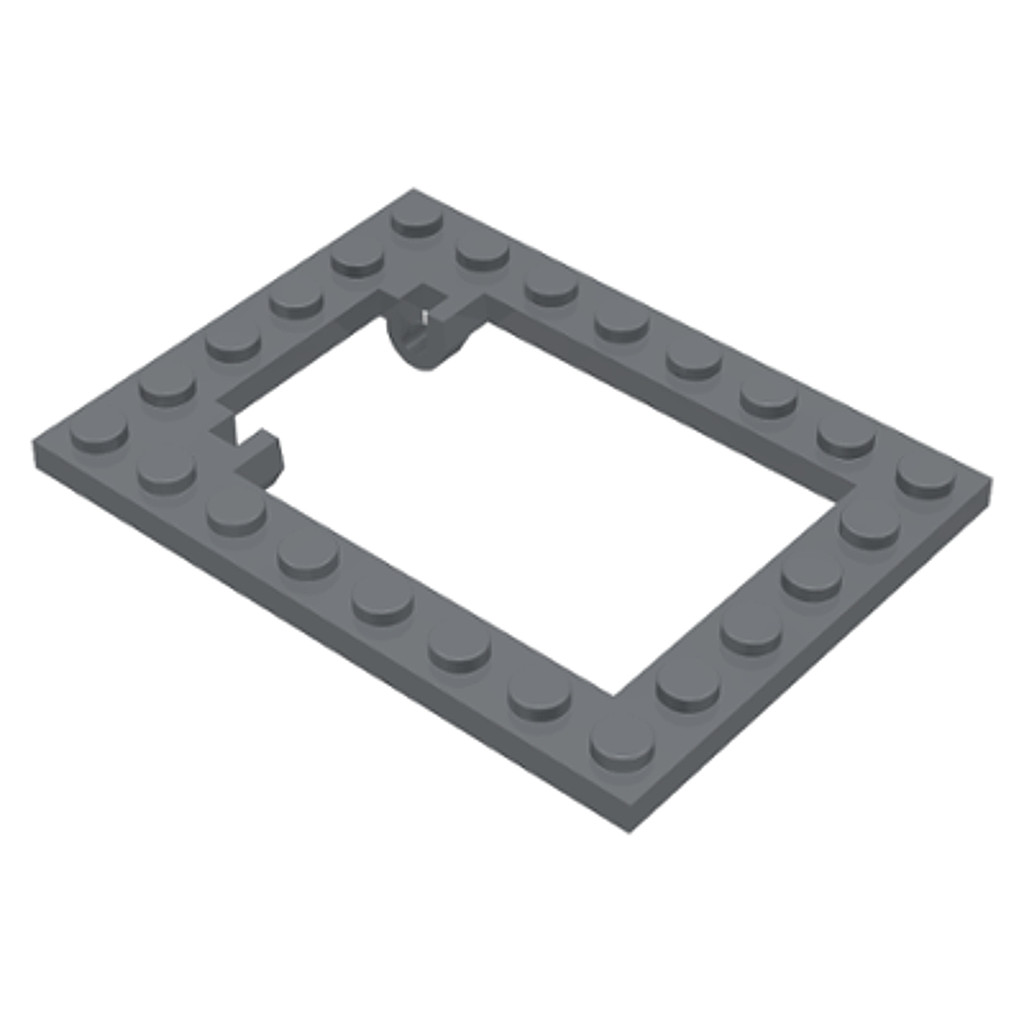 Brick2cube Part - Plate, Modified 6 x 8 Trap Door Frame Horizontal - 30041