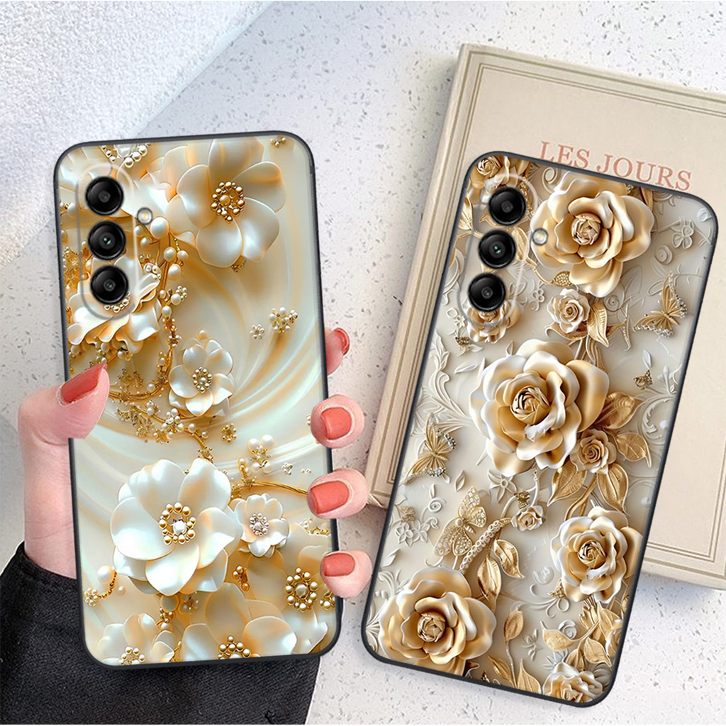 เคส Samsung A17 5G / A27 5G / A37 5G / A57 5G หรูหรา ลายดอกไม้สวยงาม ป้องกันกล้อง