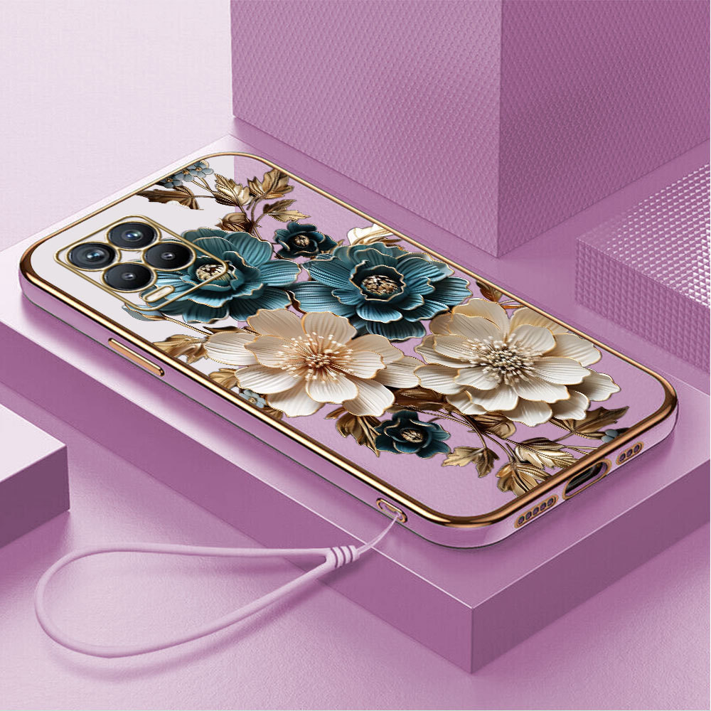 LOKAL Realme 8 Pro 4G สําหรับสต็อกในพื้นที่ Lanyard เคสโทรศัพท์ปลอก Cassing Kesing Bunga Hp 2961 DD