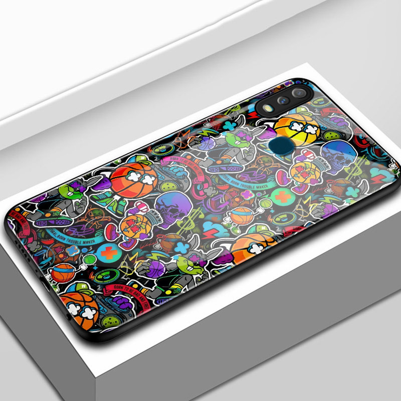 เคสสำหรับ VIVO Y11 2019 Y3 2019 เคสโทรศัพท์นามธรรมเปลือกแก้วกันกระแทก