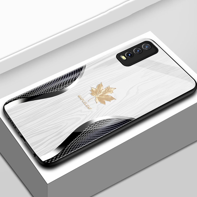 เคสสำหรับ VIVO Y20 Y20i Y20s Y20t Y20a Y20G Y12s Y12a Y11s เคสโทรศัพท์ใบเมเปิ้ลนำโชคเปลือกแก้วกันกระแทก