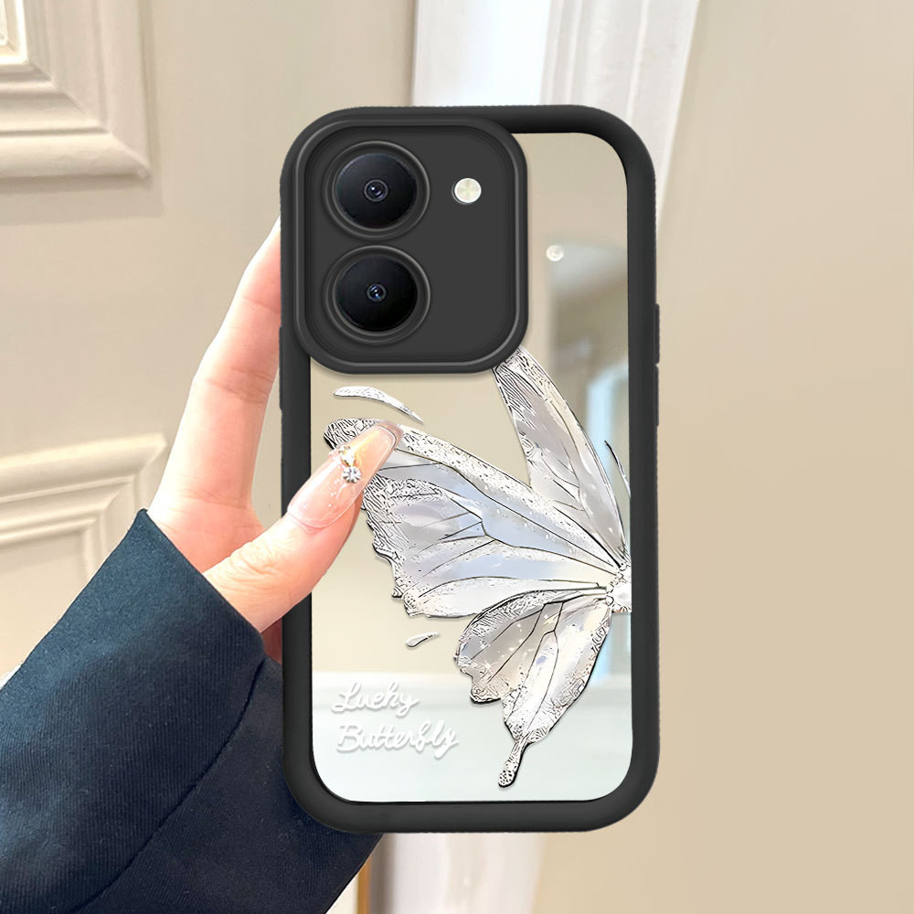 HP เคสโทรศัพท์สําหรับ VIVO Y27 Y27S Y36 4G 5G กระจกนุ่มน่ารัก Softcase การ์ตูนผีเสื้อเต็มปลอก 1260 J