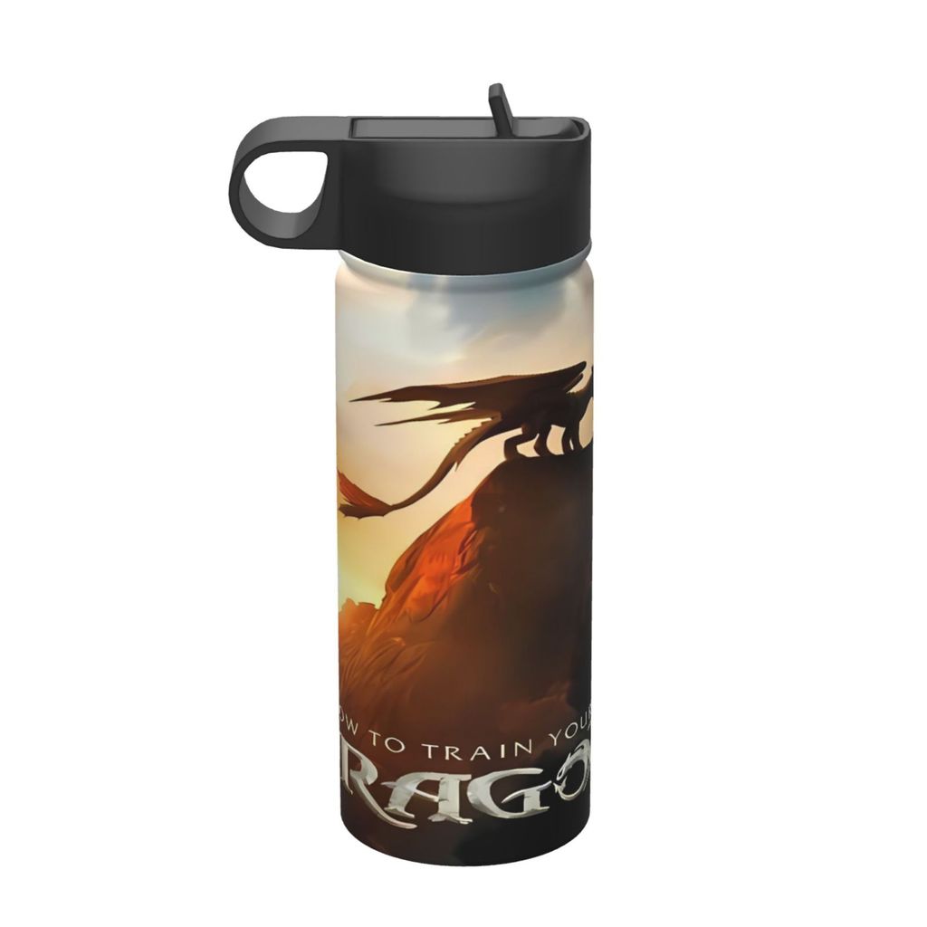 How To Train Your Dragon ขวดน้ําหุ้มฉนวนความจุขนาดใหญ่พร้อม Straw18OZ, ขวดน้ํากีฬา 500ML, ท่องเที่ยว