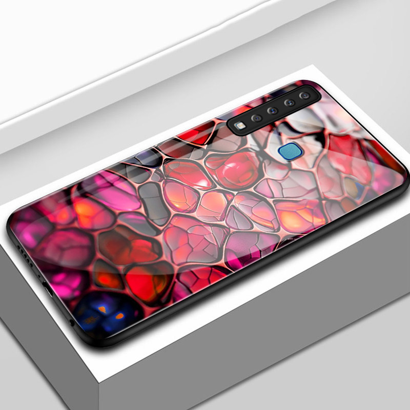 เคสสำหรับ Samsung A9 2018 A8+ 2018 เคสโทรศัพท์มีสีสันอัญมณีเปลือกแก้วกันกระแทก