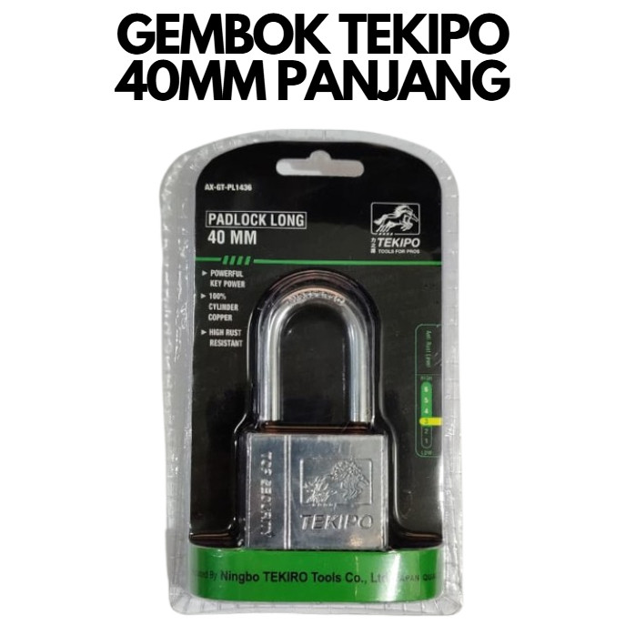TEKIPO 40 มม. PADLOCK ยาวประตูบ้าน PADLOCK โกดังประตูรั้วเหล็ก 40 มม. 40L ยาวคอ AX-GT-PL1436 WHOLESA