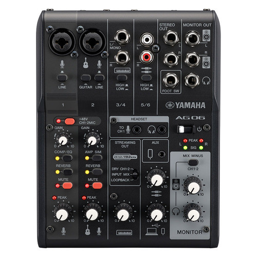 Yamaha Live Streaming Mixer 6 ช่อง สีดํา Ag06Mk2 B
