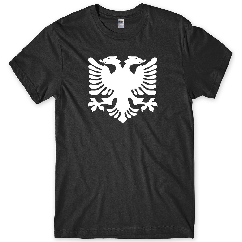 2025 Albanian Flag Albania 2 Headed Eagle Mens Funny Tshirt