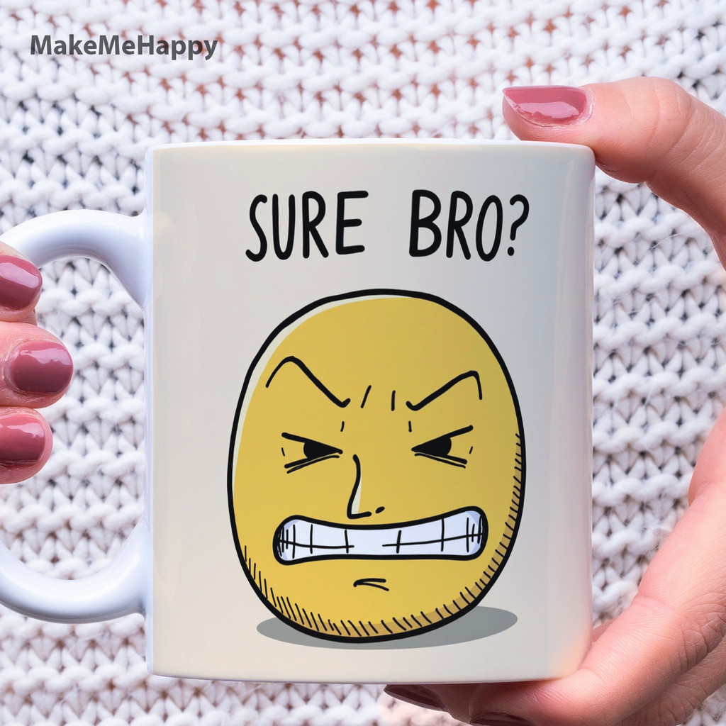 แก้วมัคลายการ์ตูน Meme น่ารัก | Sure Bro Unique Expression V19