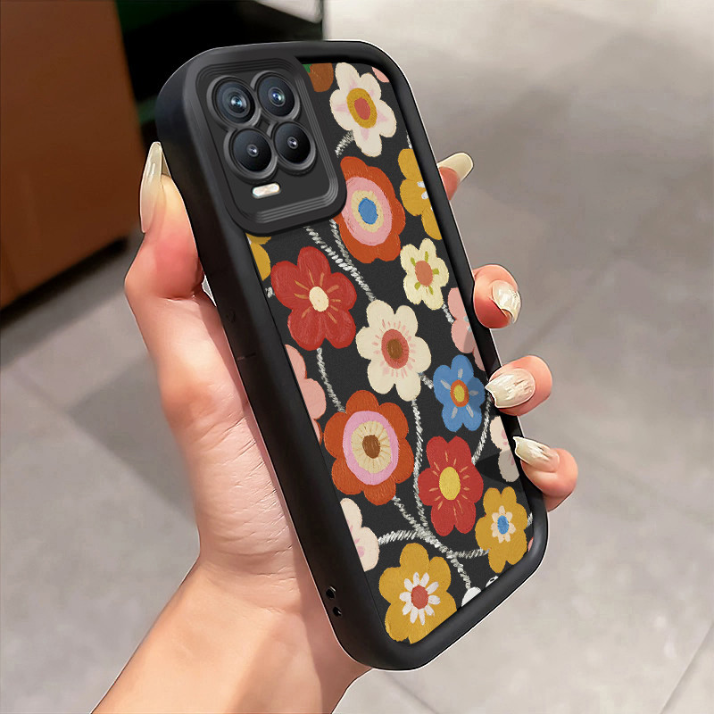 HPเคสโทรศัพท์สําหรับRealme 8 4G 8 5G 8 Pro 8s 5G Q3 Q3i V13 5G Narzo 30 5Gกรณีดอกไม้Joy Cover Softca