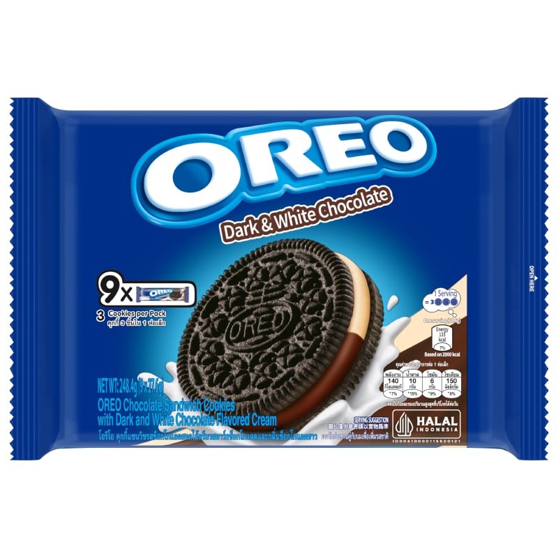 OREO โอรีโอคุกกี้แซนด์วิชรสดาร์กแอนด์ไวท์ช็อกโกแลต 248.4กรัม [7622210708519]