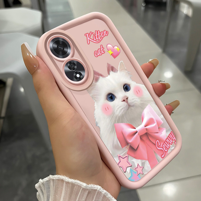 เคสสำหรับ OPPO A60 4G เคสโทรศัพท์แมวสามสีซิลิโคนกันกระแทก - รูปที่ 2